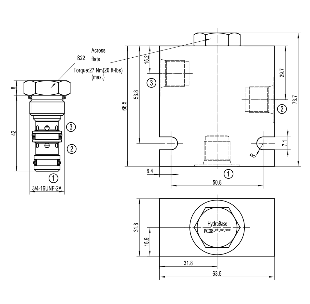Pilot Operated Check Valve PC08-30