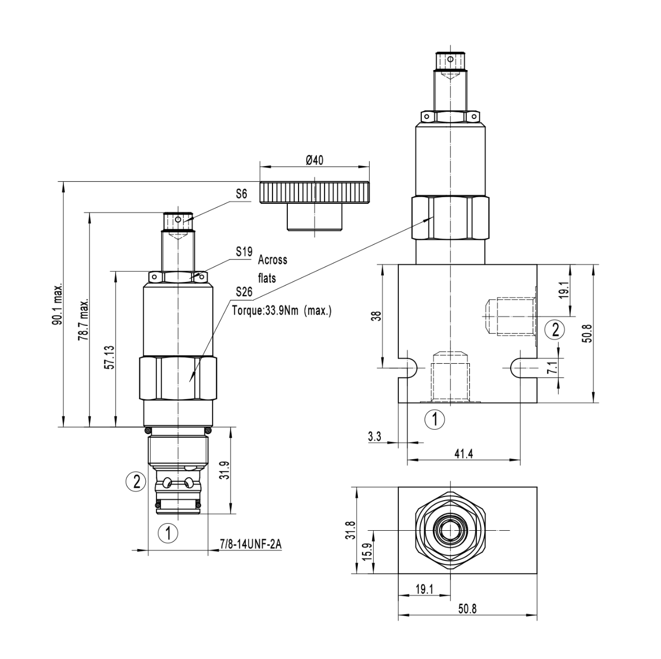 Pilot-operated relief valve RV10-S6